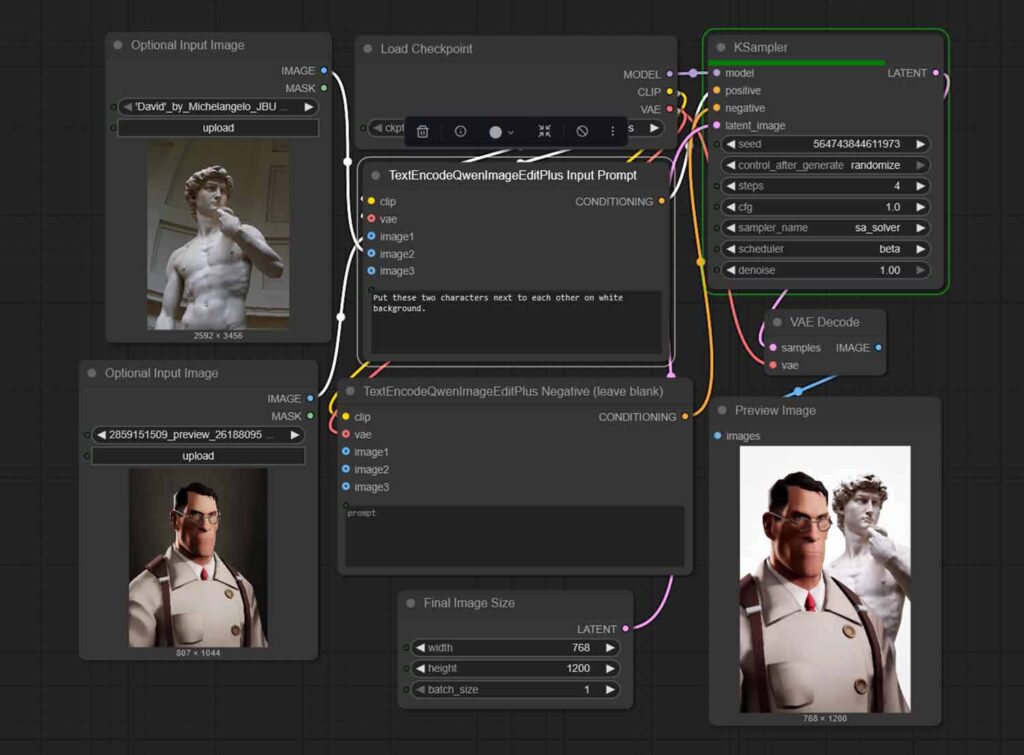 Editing images locally with the use of Qwen-Image-Edit AIO model.